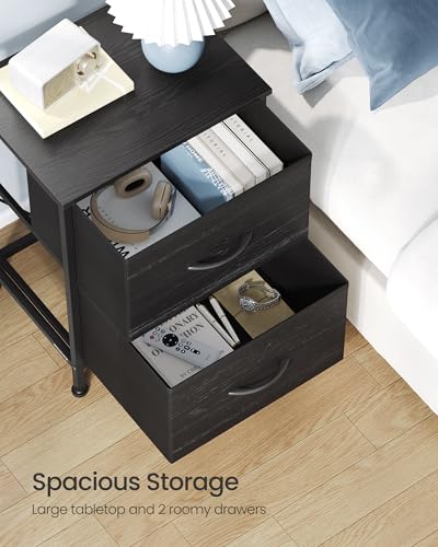 SONGMICS BELLAH Collection - Dresser for Bedroom, Chest of Drawers, Nightstand, 2 Drawers, Storage Organizer Unit, Closet, Entryway, Modern, Ebony Black ULGS312BE02S - color: Ebony Black, size: 1 Pack