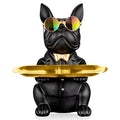 French Bulldog Statue,Resin Bulldog Key Tray for Entryway Decor, Key Holder Organizer for Entryway Table, French Bulldog Gifts Black