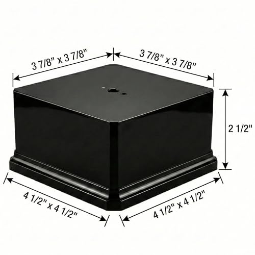 Premium Black Gloss Display Base – Weighted Square Pedestal for Trophies, Sculptures, 3D Prints, & Crafts – Heavy-Duty Riser Stand (4.5x4.5x2.5 inch) - size: 4.5x4.5x2.5 inch