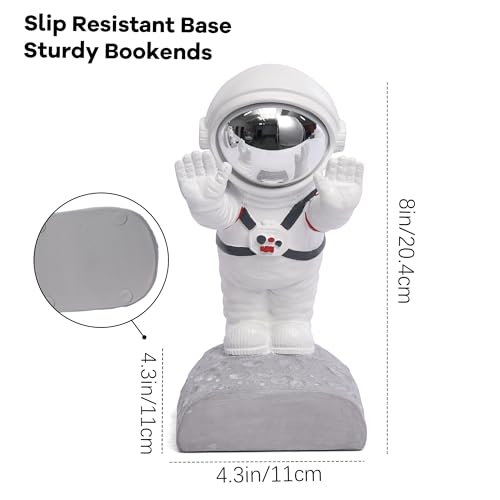 Book End Holder, Astronaut Bookends Outer Space Themed Astronaut Figurine Decorative Book Stoppers to Hold Books Heavy Duty Bookshelf Ends for Kids Rooms Space Decor Bookends (A-Silver Color) - color: Astronaut A-silver