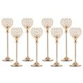 Pack of 8pcs Candle Holders for Pillar Candles,Gold Candle Holders Bulk Wedding Centerpieces Metal Crystal Candlestick Holders Stand for Table Party Church Decor - size: 8 pcs 13" & 15" Tall