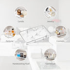 Dobbyby Vanity Tray Makeup Organizer Cosmetics Storage Bathroom Skincare Organizer Countertop Display Rack in Dresser Stainless Steel Shelf Marble Print Ceramic Trays - color: 1 Tier-sliver