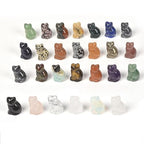 Justinstones Quartz Crystal Gemstone Carved Cat Sculpture Animal Kitten Cat Statue 30mm Mini Crystal Sit Cat Figurine Smooth Cute Small Cat Energy Crystal Decor Gift(Pack of 12) - color: 12pcs 30mm Sit Cat