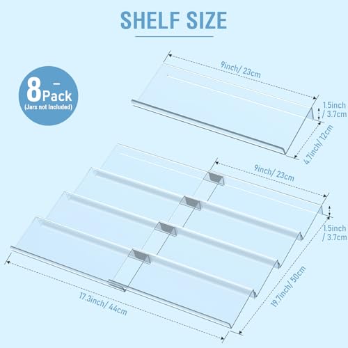 Suneerplay Spice Drawer Organizer 8 Tier, Acrylic Seasoning Organizer Rack, Clear Spice Rack Tray, Kitchen Seasoning Jars Drawers Insert (Jars Not Included/Expandable From 9" to 18") - color: Clear 8 Pack, size: Small