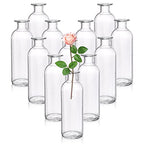 Peohud Set of 12 Glass Bud Vases, Clear Small Flower Vases, Decorative Glass Bottles Floral Vases for Home Decor, Wedding Reception, Party