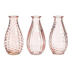 Pink Glass Bud Vases - Wedding, Table Centerpieces and Home Decor - Set of 3 Pieces