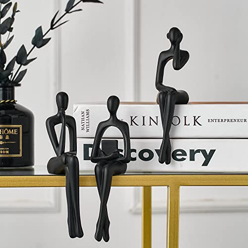XINXUAN Black Statue Home Decor - Modern Bookshelf & Desk Decor - 3 Piece Set - color: Black