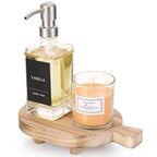 Wood Pedestal Stand, Farmhouse Wood Riser for Bathroom Kitchen Counter, Rustic Wooden Soap Tray for Bottles Candles Plant Display (Natural)