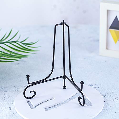 (2 pack)Iron Display Stand, Black Iron Easel Plate Display Photo Holder Stand, Displays Picture Frames, Cookbooks, Decorative Plates, Tablets and Art 6 Inch - color: Black, size: 6 inch(2 Pack)