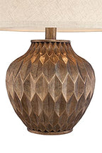 360 Lighting Buckhead Modern Accent Table Lamp 22" High Warm Bronze Brown Sculptural Geometric Textured Urn Tapered Fabric Drum Shade Bedroom Living Room House Home Bedside Nightstand Office - color: Bronze - Single