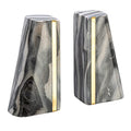 Main + Mesa Modern Marble Bookends with Brass Detail, Set of 2, Grey - color: Black