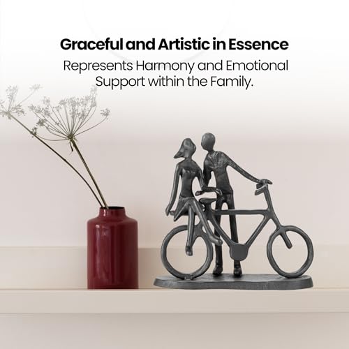 Bicycle Themed Gifts - Bike Couple Figurine Statue Black Hand Sculptures for Living Room Bicycle Wall Decor Iron Love Sculpture - style: bicycle