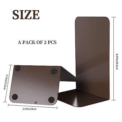 Metal Book Ends Bookend for Shelves Book Holder - color: Brown