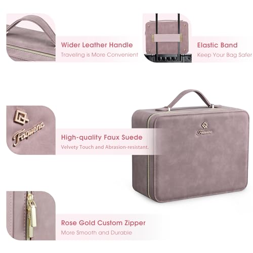 Faquenc Makeup Case with LED Lighted Mirror 11.4 Inch Travel Makeup Bag Adjustable Brightness in 3 Colors Cosmetic Organizer Artist Storage Bag with Dividers Brush Holder Bag Vanity Purple - color: WA-Purple 11.4 Inch, size: 2-Medium