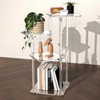 NiHome 4-Tier Clear Acrylic Side Table for Modern Homes, 27" High Easy Assembly Display Stand for LEGO Botanical Collection Sets,Figurine Display Shelf Riser for Plant Indoor,Collectibles & Room Decor
