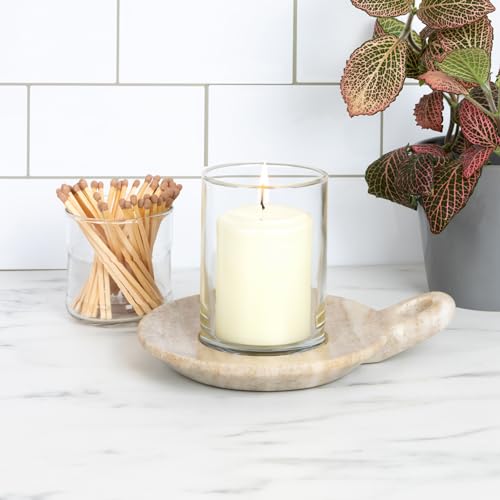 Creative Co-Op Hand-Carved Marble Dish with Handle, Beige - color: Beige, size: 7.5" x 6"