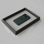 Zosenley Wooden Valet Tray with Leather Base - Nightstand Catchall Organizer for Cologne, Perfume, Keys, Wallet, Phone, Watch, Jewelry & Sunglasses (Llight Gray) - color: Llight Gray