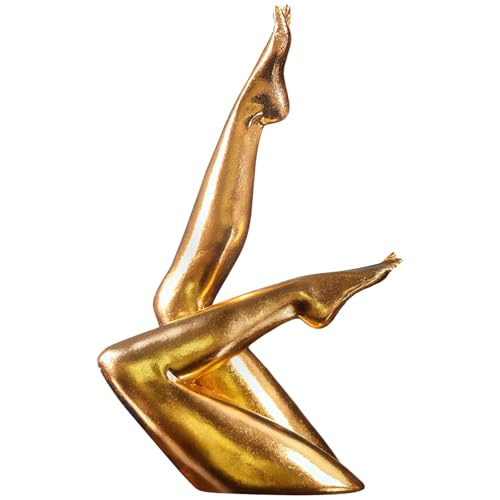Gold Abstract Human Figure Yoga Sculpture, Modern Resin Home Decor Accent, Aesthetic Shelf Art for Living Room Office, Unique Decorative Ornament