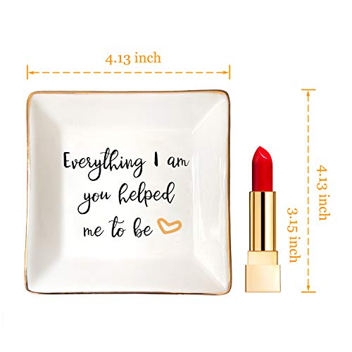 HOME SMILE Everything I Am You Helped Me to Be-Ceramic Ring Dish Jewelry Tray-Mother/Stepmom/Bonus Mom Gifts for Thanksgiving Day Birthday Christmas - style: Bonus Mom