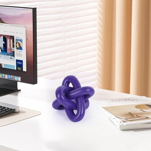 DOVDOV Purple Knot Sculpture, Triple Knot Statue, Purple Home Decor, Perfect for accenting Rustic-Style Coffee Tables, Living Room TV Stands, Dining Tables, and entryway Shelves. - color: Purple
