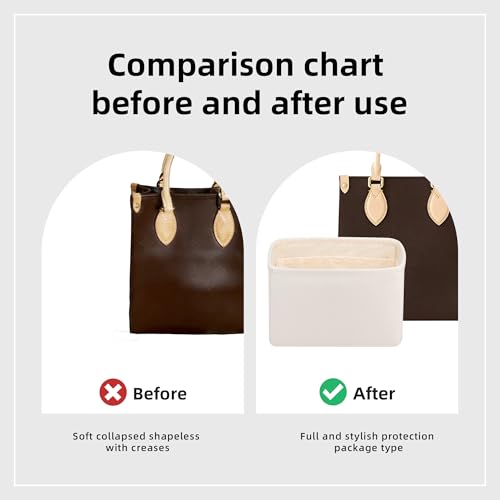 DGAZ Silk Purse Organizer Insert For LV Sac Plat Mini/BB/Medium bag，Silky Smooth Bag Organizer，Luxury Handbag & Tote Shaper（Craie，Mini） - color: Craie, size: Mini