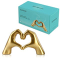 Gold Heart Hands Sculpture, Fan Gift Merch for Music Lovers, Home Decor Accents for Birthday Living Room Bedroom Shelf Desk, Small Cute Statue for Women Girls - size: Small:5.71x1.97x3.15 inch