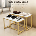 DYRABREST 2 Pieces Modern Nesting Table Metal Side Table End Table Retail Stores Display Stand Shoe Handbag Storage Display Riser Shelf for Home, Living Room, Commercial Decor