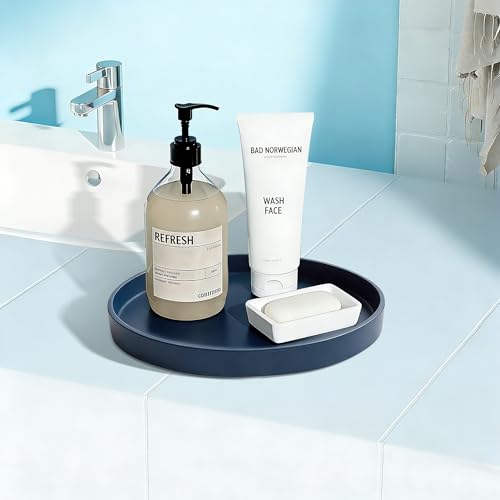 1 Pack 9" Bathroom and Vanity Tray, ABS Bathroom Counter Organizer, Coffee Table Decor for Perfume, Candles, Keys &More. Kitchen Countertop Organizer, Decorative Tray Soap Holder, Blue - color: Blue, size: 9"