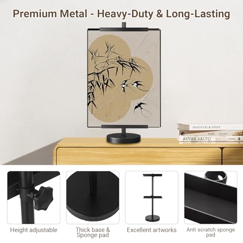 Easel Stand for Sign-Heavy Duty Tabletop Display Easel, Adjustable 28" Metal Picture Frame Stand for Wedding Signs, Art, Photos, French Style Table Top Easel, Plate Stands for Display (Black) - color: Black, size: 28inch