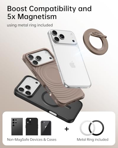 SYNCWIRE Magnetic Phone Ring Holder for MagSafe, 360° Rotation Cell Phone Grip Stand Finger Ring Kickstand Two-Sided Magnet Compatible with iPhone 17 Pro Max 16 15 14 13 12 MagSafe Accessories - color: Single Ring-1PCS-Desert Gold