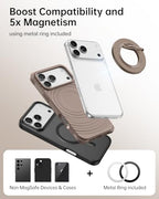 SYNCWIRE Magnetic Phone Ring Holder for MagSafe, 360° Rotation Cell Phone Grip Stand Finger Ring Kickstand Two-Sided Magnet Compatible with iPhone 17 Pro Max 16 15 14 13 12 MagSafe Accessories - color: Single Ring-1PCS-Desert Gold