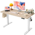 TIQLAB Electric Standing Desk, 47 * 24 Inches Adjustable Height Stand up Desk,Sit Stand Home Office Table with Splice Board, Light Walnut - color: Light Walnut, size: 47*24 inch