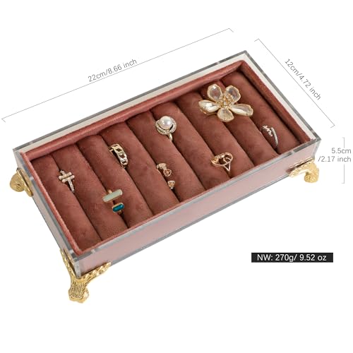 GemeShou velvet slots Ring holder for jewelry organizer, Earring ring display stand for selling, felt ring jewelry holder tray showcase【Velvet slots Ring Holder-Dark red】 - color: Dark red