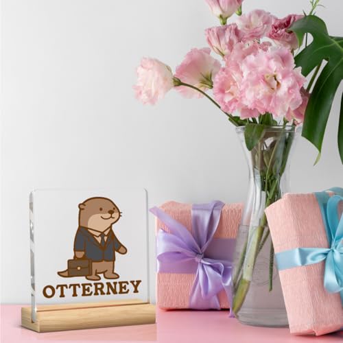 Lawyer Gifts for Women Men Funny Office Decor Funny Office Gifts Work Desk Decor Cute Sea Otter Acrylic Sign for Women Men Lawyer Coworker - color: Otterney