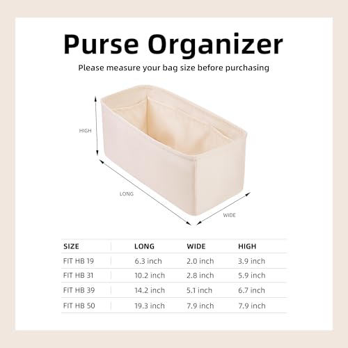 DGAZ Silk Purse Organizer Insert Fits Hermes Herbag 31/39/50 Bags, Luxury Handbag & Tote Organiser, Simplicity bag insert(Craie,H19) - color: Craie, size: H19