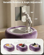 Miledi Tablet Pillow Stand, Compatible with 5"-12.9" Kindle, iPad, Phone/Tablet, 360° Rotating Phone Holder for Bed, Soft Plush Fabric, Detachable Bowl, Reading and Relaxation on Bed, Purple - color: Purple