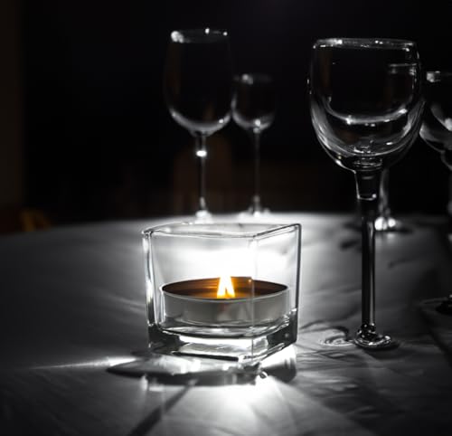 WGV 2 Inch Tea Light Votive Candle Holder, Clear, Square Cube 2”x2”, Small Tiny, Home Décor, Table Top, 1 Pc - color: Clear-square-2"