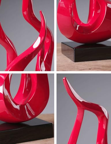 Abstract Sculpture Decor Modern Art Gift Holy Flame Figurine Statue for Bookshelf Table Desktop Office Red 16.5 Inch - color: Red