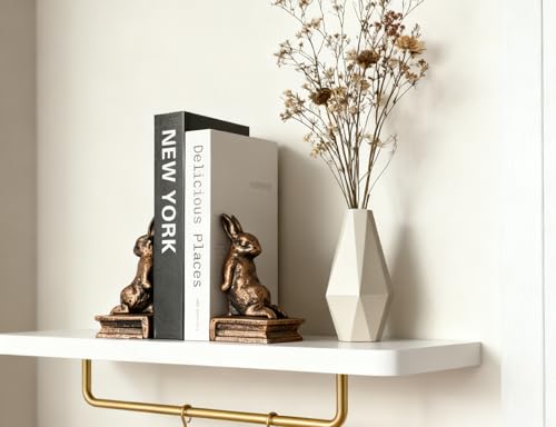 2 PCS Rabbit Decorative Bookend Set Cast Iron Vintage Heavy Duty Book Ends for Shelves for Home, Office Desk, Living Room (Back-to-Back Rabbits) - color: Back-to-back Rabbits