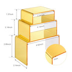 Chuangdi 2 Sets Acrylic Display Risers, Product Stand, Jewelry Display Riser Shelf Showcase Fixtures for Dessert Cupcake Candy Figure Treat Action Showcase(Gold,Small Set) - color: Gold, size: Small Set