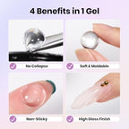 Beetles 3D Gel Nail Art Kit-1oz Clear Solid Builder Nail Gel,5 in 1 Non-Sticky Hand Sculpting Building 3D Nails for Beginner DIY Salon at Home,UV & LED Lamp Cured Needed,Crystal Orb - color: 0-1-30g Clear 3D Gel