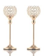 VINCIGANT Gold Crystal Candle Holders Set of 2 for Fireplace Coffee Table Mantle Decor,Wedding Home Halloween Decoration Centerpieces - size: 2 pcs 13" Tall