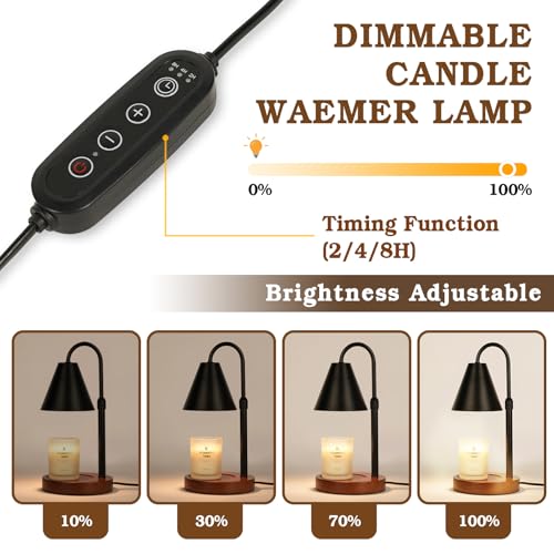 Candle Warmer Lamp with Timer Dimmable 2 Pack,Mothers Day Birthday Gifts for Women Mom, Modern Candle Lamp, Black Candle Warmer for Jar Scented Candles, Home Decor, Wax Melt Warmer with 4 Bulbs - color: Black-2 Pack