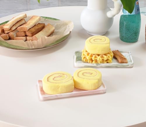 6.4" Porcelain Small Bathroom Tray, Ceramic Countertop and Vanity Tray for Cosmetics, Perfume, Jewelry, Candle - Kitchen Soap Tray for Kitchen Counter (Pink) - color: Pink, size: 6.4" x 3" x 0.5"