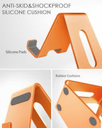 CreaDream Cell Phone Stand, Cradle, Holder, Aluminum Desktop Stand Compatible with Switch, All Smart Phone, iPhone 15 14 13 12 Pro Max Plus Mini Xr X Se 8 SE -Orange - color: Orange