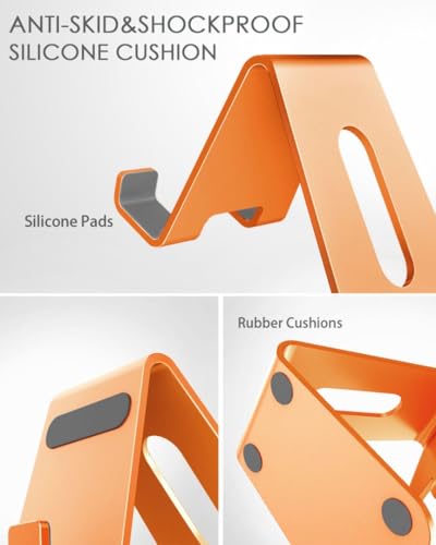 CreaDream Cell Phone Stand, Cradle, Holder, Aluminum Desktop Stand Compatible with Switch, All Smart Phone, iPhone 15 14 13 12 Pro Max Plus Mini Xr X Se 8 SE -Orange - color: Orange