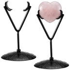 Black 2 Pcs Heart Shape Metal Display Stand Adjustable Golden Rock Display Holder for Gemstones Minerals Agate Slabs Plates Seashell Sphere Crystal Ball Eggs Collectibles - color: Black