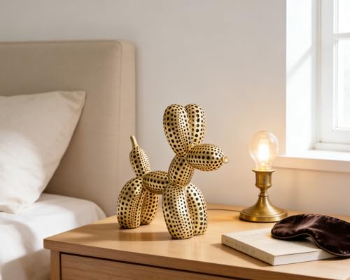 Balloon Dog Statue Decor Polka Dot Dog Cool Stuff to Put on Shelves, Gold Balloon Dog Statue Decoration Fun Paperweight, 5 inch Versatile Color Options - color: Gold