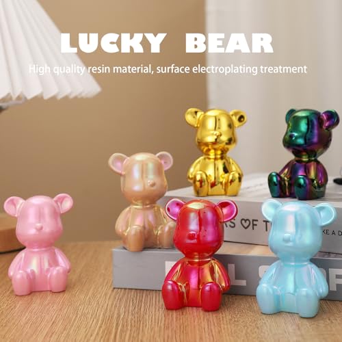 Small Bear Figurines Animal Sculpture Home Décor for Living Room Bedroom Office Statues Desktop Cabinets Tabletop Decor for Women Mom Birthday Gift(6 Combinations) - color: 6 Combinations