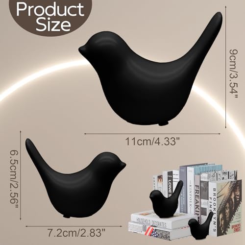 2 Pcs Modern Style Animal Statues, Decorative Black Ornaments Birds Statues, Ceramic Decor for Office Desktop, Bookshelf, Bedroom, Living Room, Cabinets - color: Black